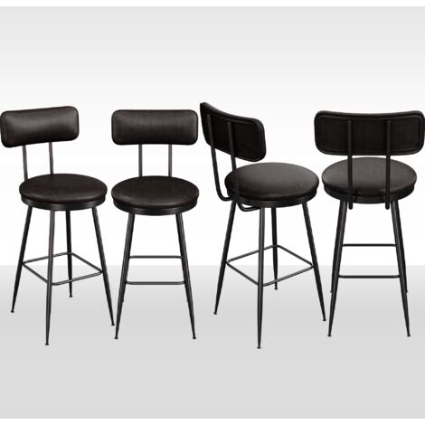 Lot de 4 Chaises, Chaises de cuisine, avec pieds en métal, PU,style industriel, Chaises Salle à Manger, tabourets de bar ,Noir (1/5)