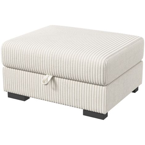 Repose pieds 87x69x45 cm, avec rangement, velours côtelé, mousse haute densité, pour salon et chambre,Beige