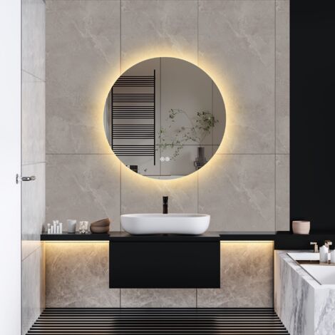 Panana Miroir Salle De Bain LED Rond 60 Cm Anti-Buée - Éclairage Tactile, Désembuage, 3 Températures Lumière