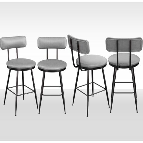 Lot de 4 Chaises, Chaises de cuisine, avec pieds en métal, PU,style industriel, Chaises Salle à Manger, tabourets de bar ,Gris (1/5)
