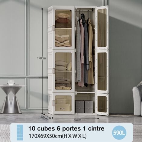Armoire Penderie Modulable, Pliable ArmoIre De Rangement, Armoires