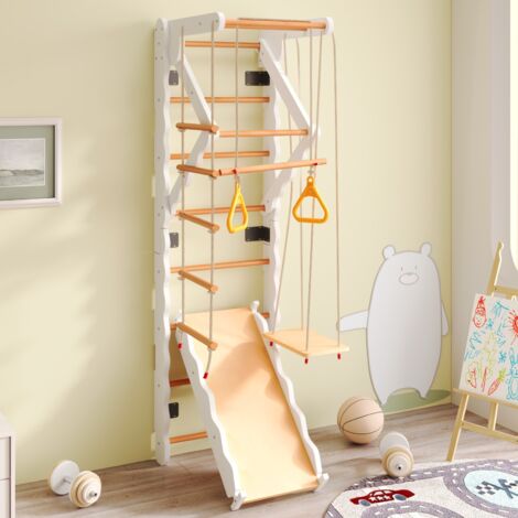 Eifson – Aire de jeux multifonction 6 en 1 avec mur d'escalade 199 cm – Toboggan, balançoire, escalier, jungle gym – Capacité 50 kg – Pour enfants à partir de 3 ans