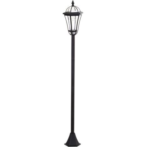 Lampadaire 2 pièces 18,5x18,5x129 cm, lampadaire solaire, éclairage extérieur LED, IP44, mode économie d'énergie, étanche, éclairage de jardin - Noir (1/5)