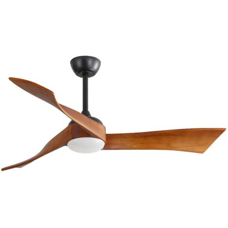 Ventilateur de plafond 132 cm, avec 3 pales en bois, 6 vitesses, télécommande, moteur CC à économie d'énergie pour salon et chambre à coucher - Noir (1/5)