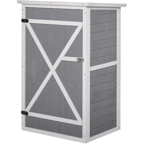 Armoire de jardin 75x56x115, abri de jardin, avec 2 étagères intérieures, design sous pente, abri de jardin pour outils - Gris (1/5)