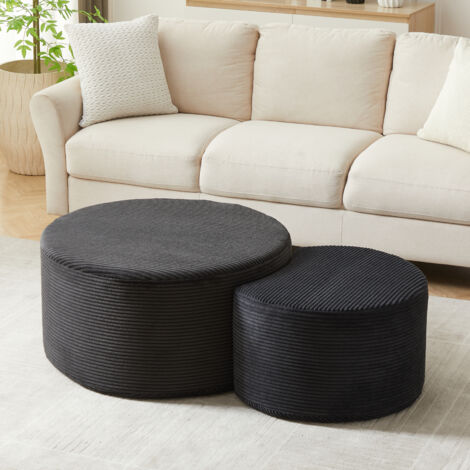 Eifson – Lot de 2 tables basses gigognes en velours côtelé – Rembourrées, modernes, pour salon – Dimensions 127 x 81 x 40 cm – Charge 200 kg