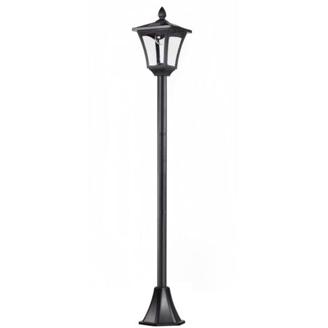 Lampadaire 18x18x160 cm, éclairage solaire de jardin, lampadaire, éclairage extérieur LED, max. 40 lumens, IP44 - Noir (1/5)