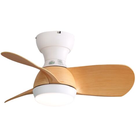Ventilateur de plafond 58 cm, avec 3 pales en ABS, lumière LED réglable en 3 couleurs, 6 vitesses, moteur à courant continu, télécommande - Naturel (1/5)