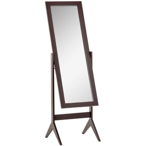 Miroir sur pied 47x46x148 cm, miroir pleine longueur sur pied, avec pieds surélevés, MDF, convient pour la chambre et le couloir - Marron (1/5)