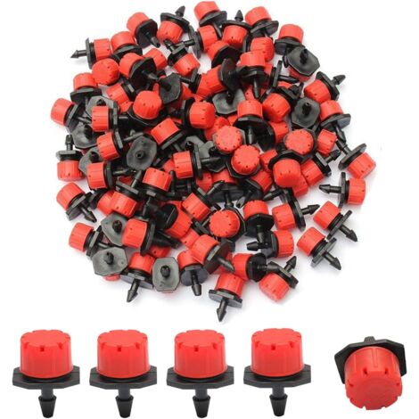 CCYKXA Verstellbare Bewässerungstropfer, 100 Stück Bewässerungstropfer, Bewässerungstropfer Tropftropfer, 360 Grad verstellbar, 8 Löcher, für 4/7 mm 1/4 Zoll Schlauch, für Blumenbeete, Gärten