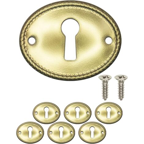 CCYKXA 6er Set Antike Schlüsselschilder Schlossrosetten Vintage Design Messing 35x27mm Oval Gold (1/5)
