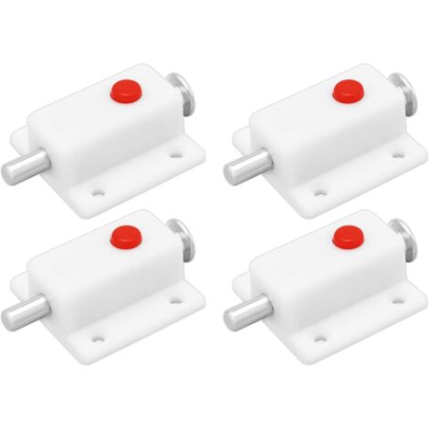 CCYKXA Set mit 4 weißen, automatischen Türriegeln aus Kunststoff mit Federmechanismus für Schranktüren, Kleiderschranktüren, Kinderbetten und Fenster (1/5)