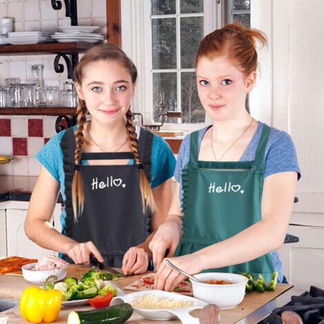 Grembiule Da Cucina A Maniche Lunghe Per Donna – Cotone Morbido Con Tasca, Taglia Unica, Nero - 3