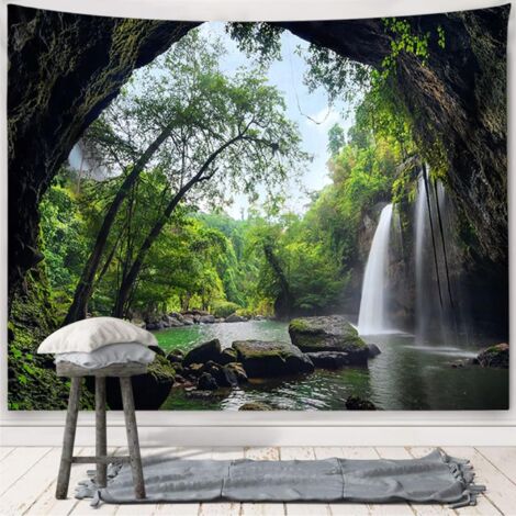 Arazzo Parete Paesaggio Notte Stellata Con Montagne E Lago, Decorazione Floreale Da Parete Per Cameretta, Soggiorno, Regalo Originale