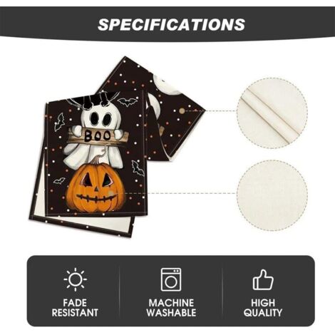 Runner Da Tavolo A Quadri Di Halloween Nero E Arancione, Runner Da