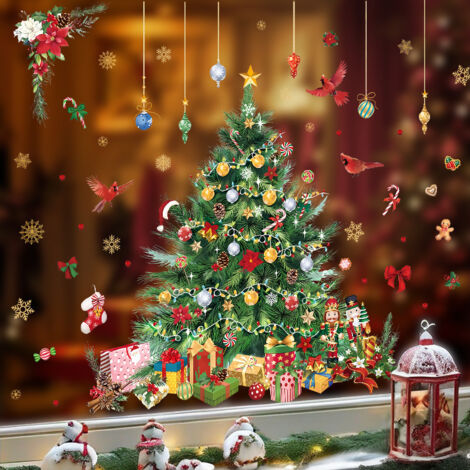 CCYKXA Adesivi Murali Grandi Per Alberi Di Natale, Adesivi Murali Per Alberi Di Natale Con Fiocchi Di Neve Decorazioni Murali Per Porte Finestre E Vetri 90812257