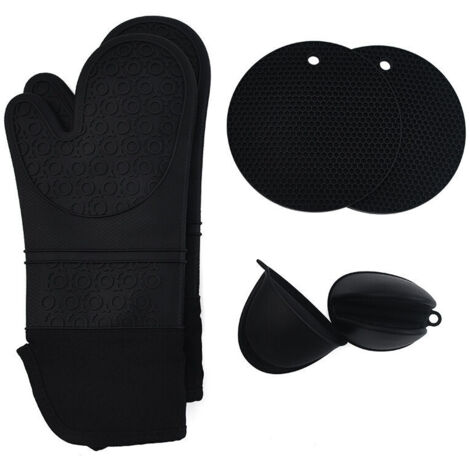 Tigrezy Ofenhandschuhe, Ofenhandschuhe, Set mit 6 Topflappen, Backhandschuhen, Ofenhandschuhe aus Silikon und Baumwolle (1/5)