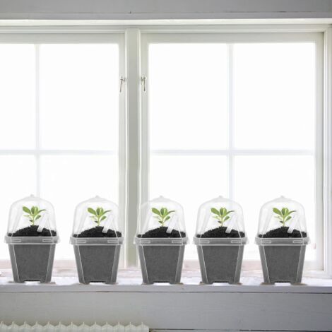 10 transparente Pflanztöpfe mit Feuchtigkeitskuppel – 7,6 cm großer Gartentopf aus Kunststoff, robuster Pflanzbehälter aus Kunststoff für Setzlinge/Gemüse/Sukkulenten/Stecklinge (1/5)