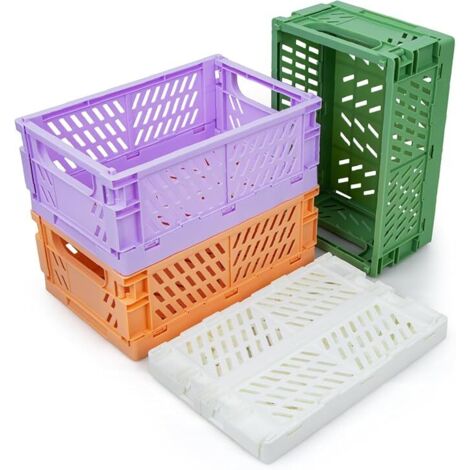4X Faltbarer Aufbewahrungskorb, Stabiler Klappkorb, Multifunktionaler Aufbewahrungsbox Organisation für Schrank, Bücherregal, Badezimmer, Schlafzimmer, Küche (1/4)
