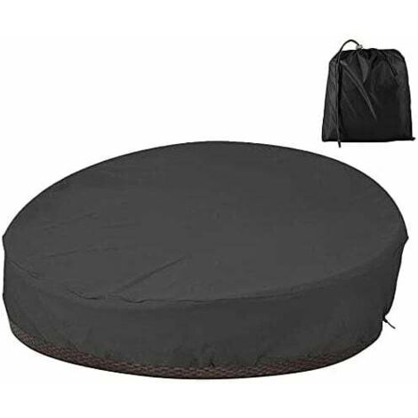 Tigrezy wasserdichte Garten-Schutzhülle für rundes Schlafsofa, runde Gartenbett-Abdeckung für Wohnzimmer im Freien, 210D Oxford, UV-beständig und winddicht, 228 x 83 cm