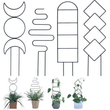 Rankgitter für Kletterpflanzen im Zimmer, 40,6 cm, kleines Gartenspalier aus Metall für Topfpflanzen im Freien mit verschiedenen Mustern für Efeu und Blumen, 4er-Pack (1/5)