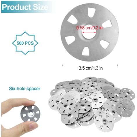Tigrezy 500 Stück 6 Klauenscheiben, 35 Mm Verzinkte Unterlegscheiben Runde Fliesen Flachscheiben Befestigungsscheiben Fur Extrudierte Gipskartonplatten Thermoplatten 85136321