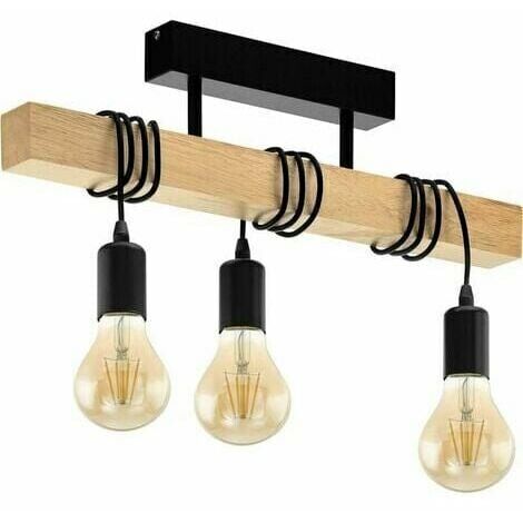 Tigrezy Deckenlampe 3, Vintage 3-flammige Deckenleuchte im Industriedesign, für Wohnzimmer, Schlafzimmer und Flur, E27-Fassung,Farbe: Schwarz