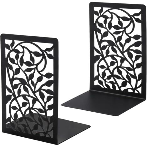 2 Paar Buchstützen aus Metall für Regale, baumförmige Buchstützen für schwere Bücher, schwarz, Buchhalter für Regale, Home Office, Schule (1/4)