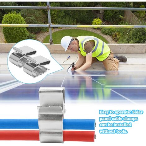 30 Clip Per Cavi Solari In Acciaio Inox Per Pannelli Fotovoltaici - Fissaggio Cavi A Telaio, Spessore Pannello <3,2mm, Diametro Cavo 5-6,5mm - 3