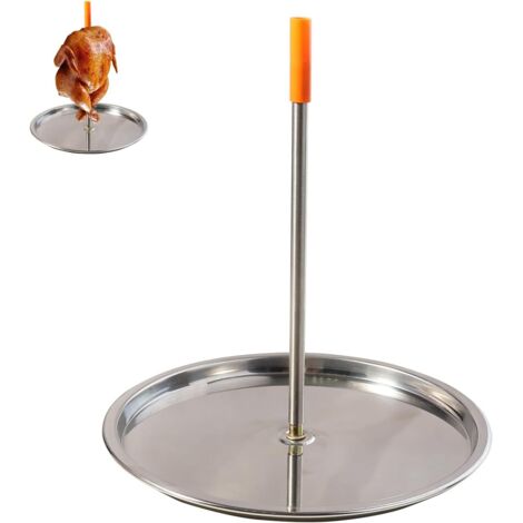 SINZONeu® Spiedino verticale in acciaio inox – Set con 3 spiedini intercambiabili e vaschetta di raccolta per gyros/kebab in forno Smoker