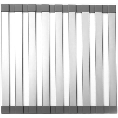 GDJIAYIYI Scolapiatti Estensibile In Silicone E Acciaio Inox | Asciugatore Arrotolabile Da Cucina 24 Tubi | Regolabile Da 34 A 58 Cm, Portata 10 Kg - 2