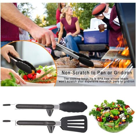 Set Di 2 Pinze Da Cucina In Silicone Con Manici Antiscivolo E Impugnatura In Acciaio - 22,9 E 30,5 Cm, Resistenti Al Calore (250°C) E Lavabili In Lavastoviglie