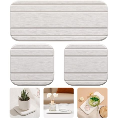 Tappetino da bagno in pietra, tappetino da doccia in terra di diatomee, super assorbente, antiscivolo, facile da pulire, adatto per bagno, cucina, camera da letto (grigio, 60 x 39 cm