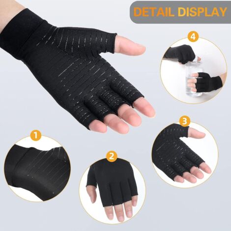 1 paio di guanti artrite-rame-impregnato progettato per mani supporto, artrite reumatoide guanti compressione, tunnel carpale, RSI, artrosi e tendiniti, tipizzazione e lavoro quotidiano (L
