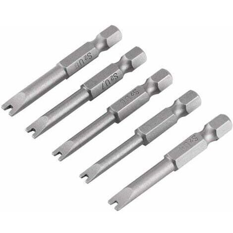 Set di 5 punte per cacciavite in lega di acciaio S2, lunghezza 50 mm, gambo esagonale da 1/4", punte magnetiche per cacciavite, punte a forma di U per riparazioni meccaniche da elettricista (1/5)