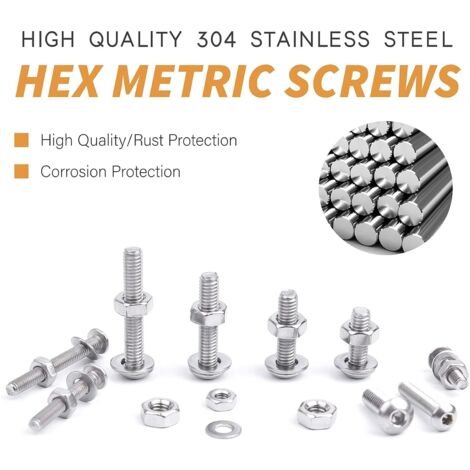 Set Viti Dadi Acciaio Inox M2 M3 M4 Set 1080 Viti E Dadi Esagonali - Foto 6