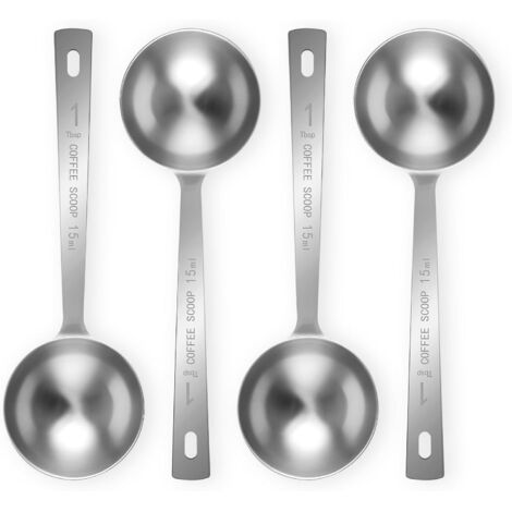 Set 3 Cucchiaini Da Caffè Acciaio Inox Manico Lungo Con Clip Misurini 2 In 1