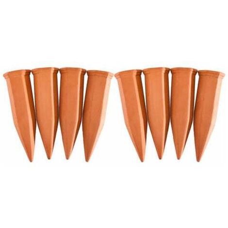 Cono de riego de terracota (juego de 8) para botellas de PET de 1,5 l, jardineras y plantas en maceta. Terracota. (1/5)