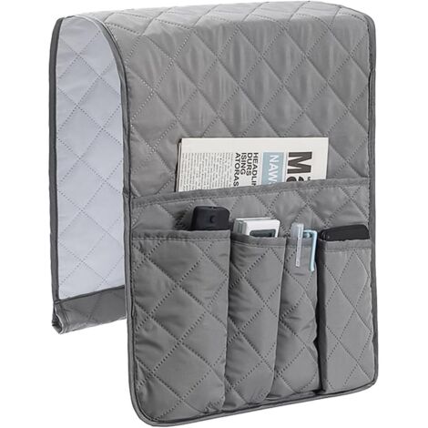 Porta Telecomando Da Divano Organizer – 7 Tasche, Antiscivolo, Per Bracciolo E Poltrona Reclinabile, Grigio Chiaro