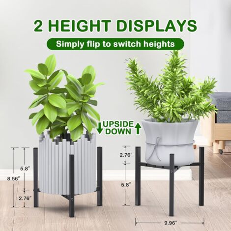 Supporto per Piante in Vaso in Metallo per Interni ed Esterni, con Ruote, Moderno Supporto per Fiori a 3 Livelli espositore per Piante ad Angolo con Gradino portavaso per Giardino Balcone pa