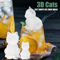 Acquista WIKHOSTAR Vassoi per cubetti di ghiaccio per gatti a 4 cavità Stampo per cubetti di ghiaccio per gatti 3D con imbuto in silicone per whisky Vino Cocktail Ice Cube Maker Stampo