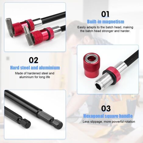 3 Uds 1/4 "soporte De Punta Magnética Extensión De Destornillador Vástago Hexagonal 60mm 100mm 150mm Extension De Punta De Destornillador Banban Shuxiuwang 9024735181439