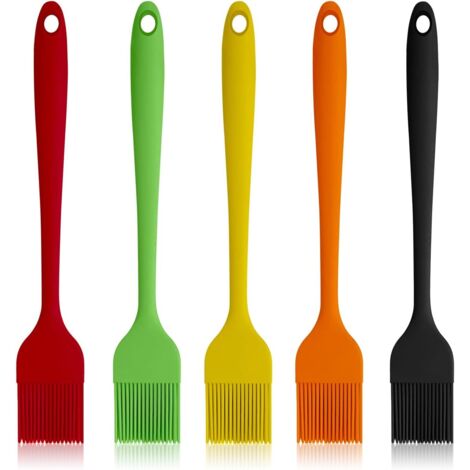 Pinceles de silicona para repostería, paquete de 5, resistentes al calor, para aceite, mantequilla, salsa, barbacoa, horneado y cocina. (1/5)