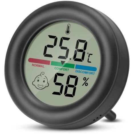 Higrómetro, termómetro interior, comprobador de temperatura y humedad, digital, portátil, con indicador de nivel de confort y soporte para incubadoras, oficina, cocina, 1 unidad (1/5)