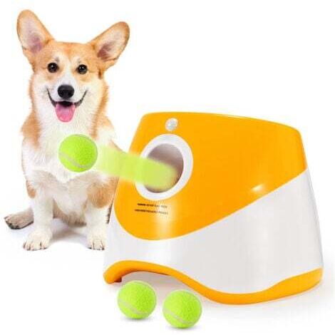 Lanzador automático de pelotas para perros, lanzador de pelotas de tenis para mascotas, juguetes interactivos para perros, juguete interactivo para perros pequeños y medianos (1/5)