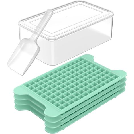 Mini bandejas para cubitos de hielo para congelador: Bandejas pequeñas para cubitos de hielo para congelador con bandeja - 117 x 4 piezas, Nuggets fáciles de desmoldar con contenedor (1/5)