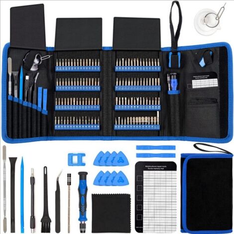 Juego de 142 destornilladores de precisión electrónicos con 120 puntas, kit de herramientas de reparación magnética para ordenador, portátil, PC, tableta y consola de juegos. (1/4)