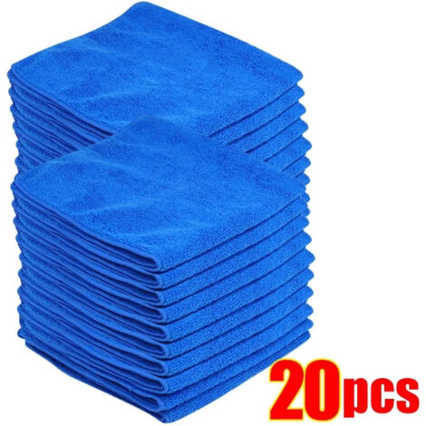 Paño de limpieza de microfibra - 20 piezas (30 x 30 cm) - Tejido ultraabsorbente que atrapa la suciedad y los líquidos para un efecto espejo sin rayas, rayones ni pelusas - (Azul)