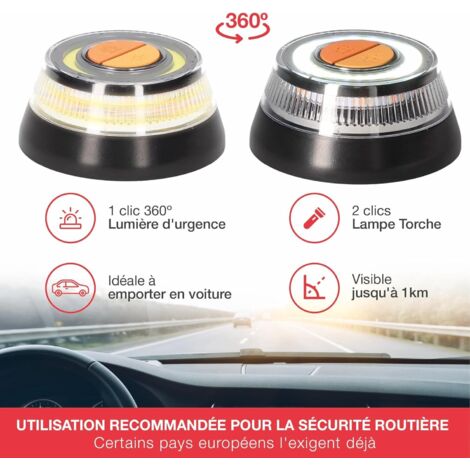Luz De Emergencia V16 Homologada DGT - LED, Base Magnética, IP54, Pilas Incluidas, 2 Modos (señal Y