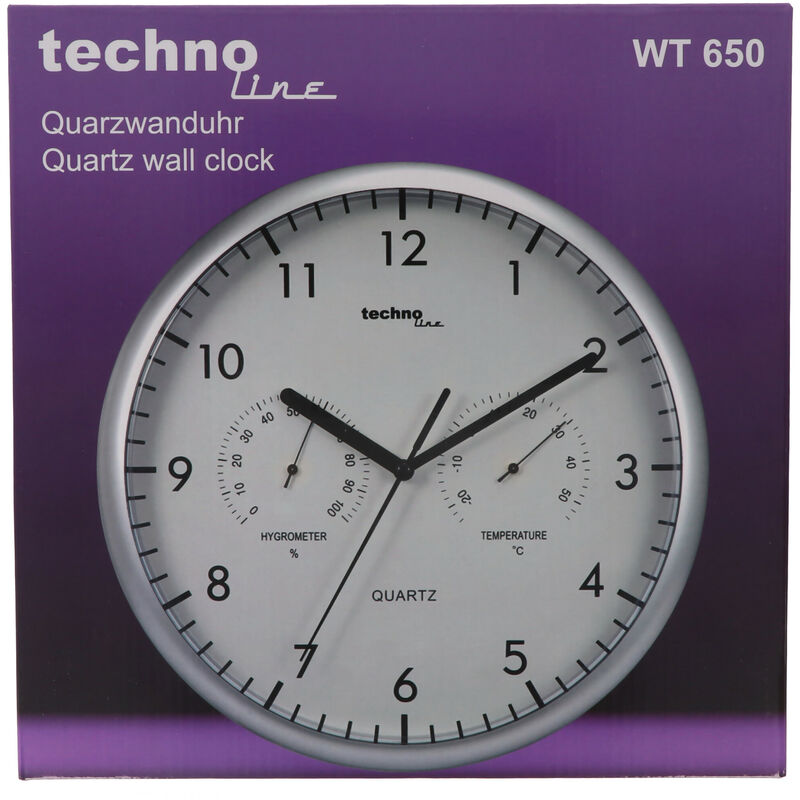WT 650 - klassische, analoge Quarzwanduhr mit ThermoMeter und